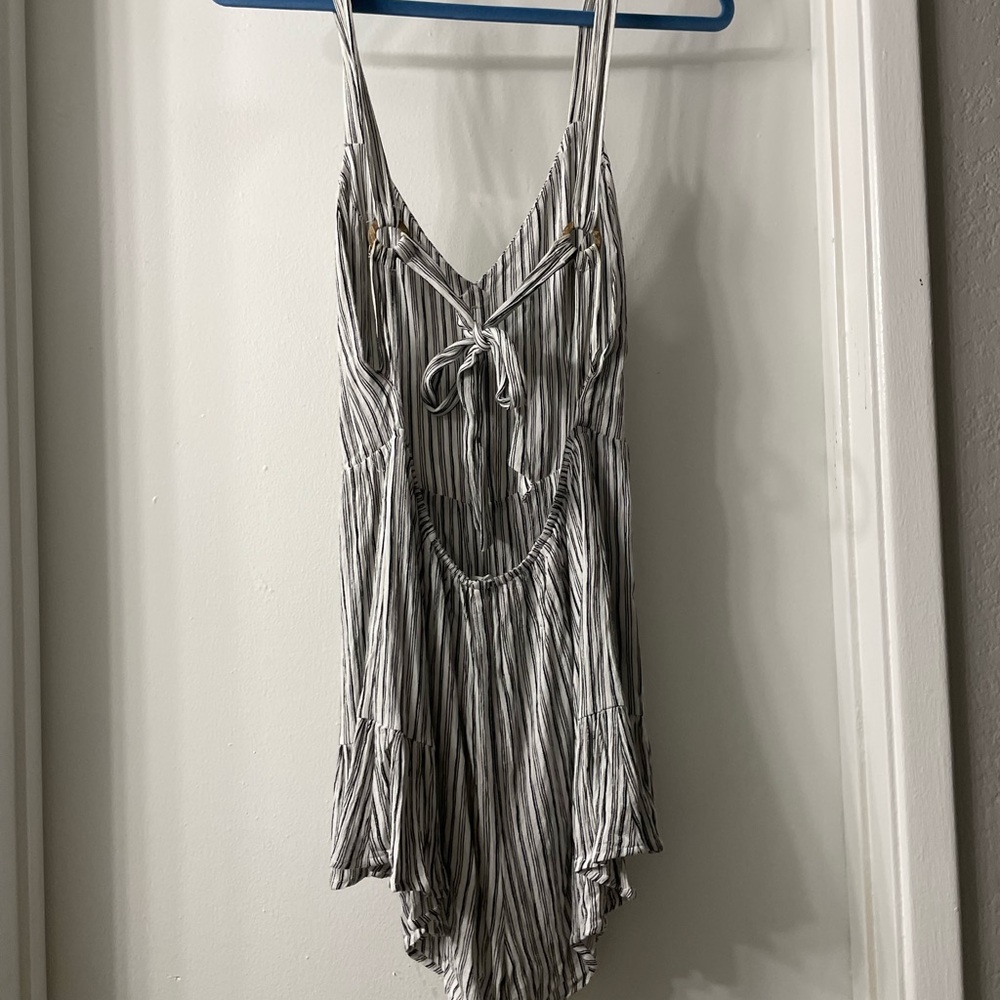 Striped Button-Front Romper - Picture 2 of 2